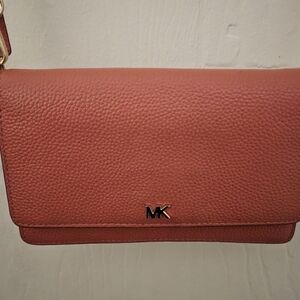 MICHAEL KORS Pebbled Leather Convertible Crossbody - Coral